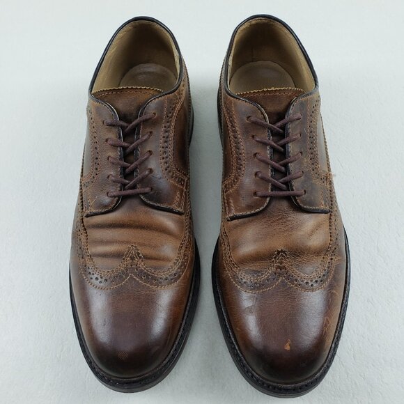 Frye James Wingtip Oxford Shoe Mens 10 D Brown Leather Lace Up Dress Brogue - Picture 4 of 14
